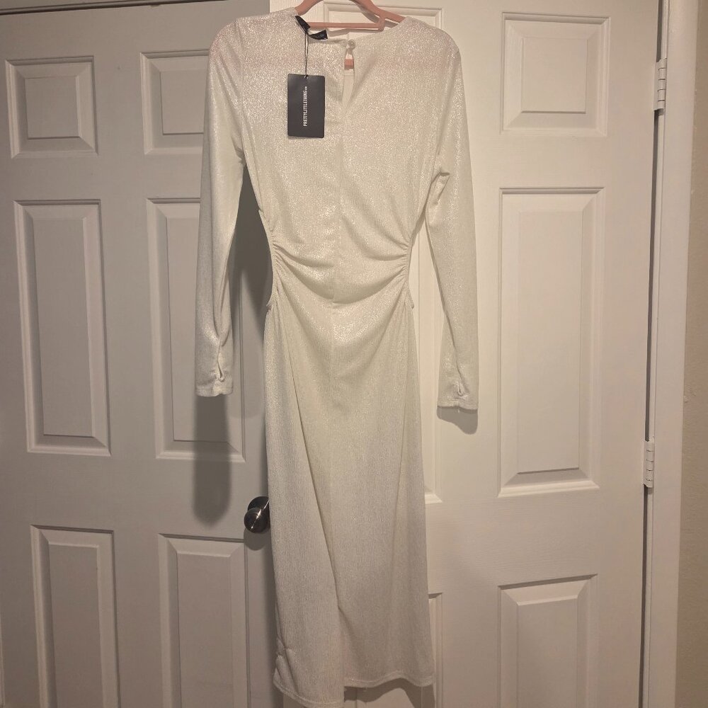 Pretty Little Thing White Sparkle Midi Dress